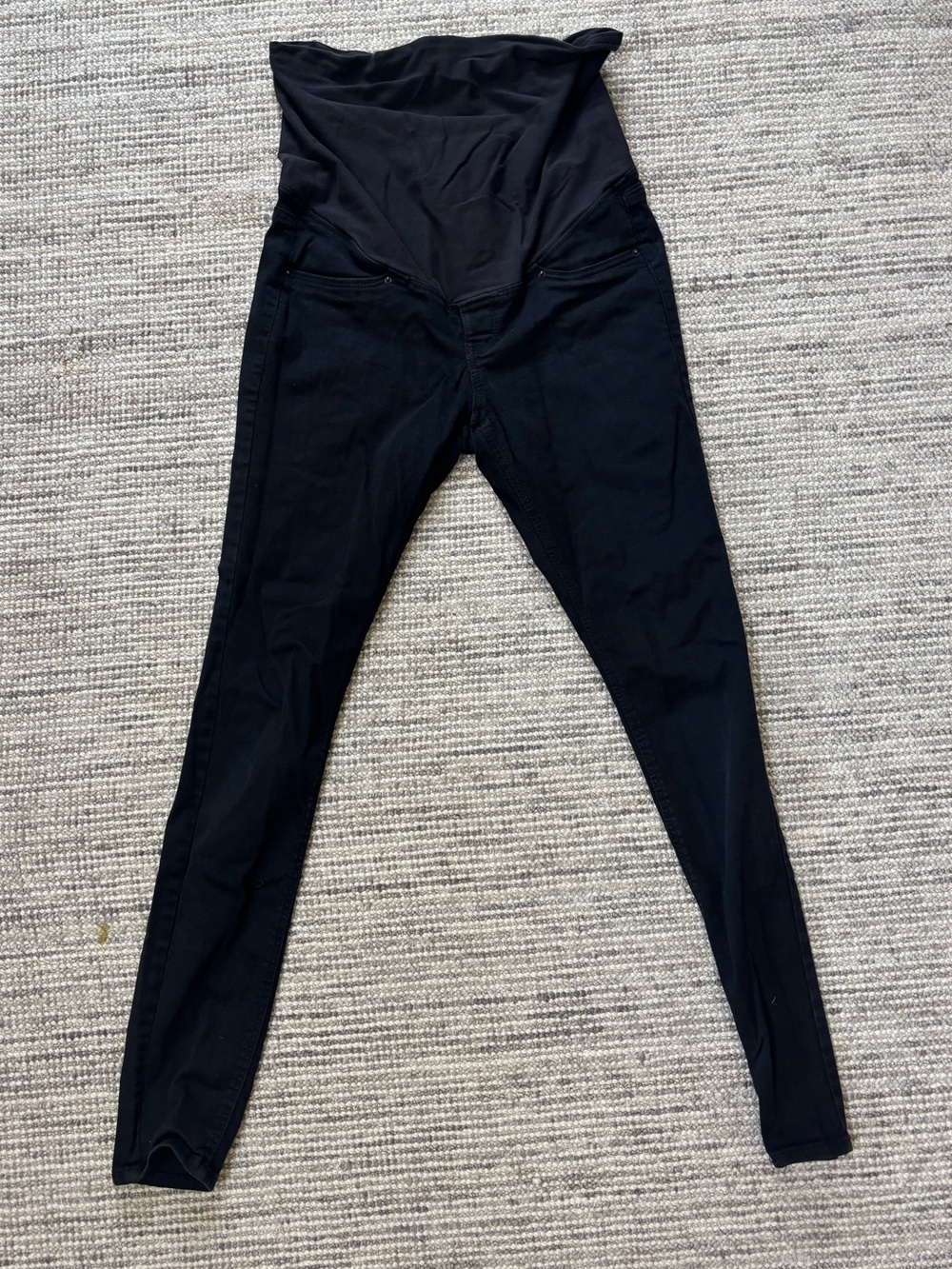 H&M Black Maternity Jeggings with Fold-Over Waistband- Size 6
